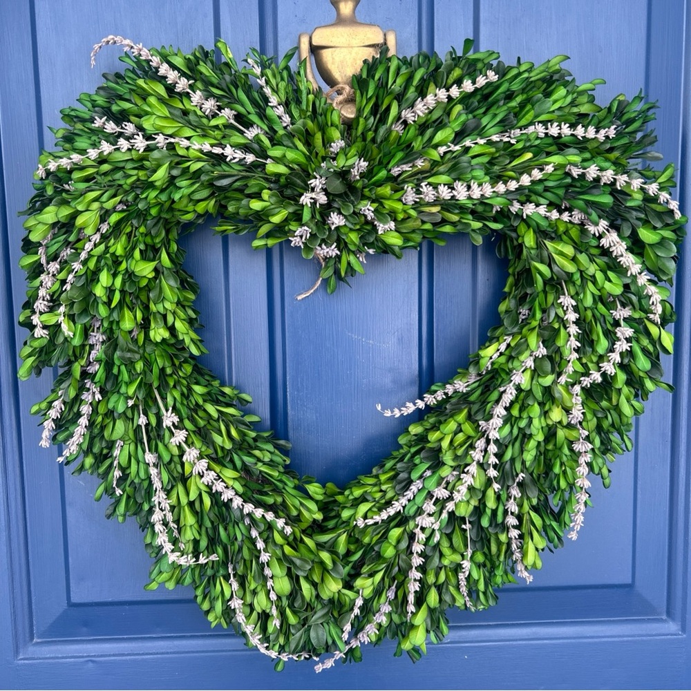 Heart Wreath Spring Summer Love is in the Air Gorgeous Preserved Boxwood